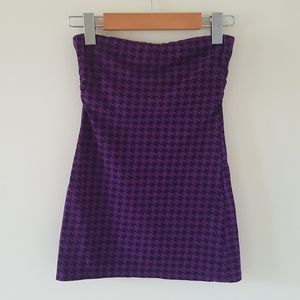 Purple and black houndstooth tube top